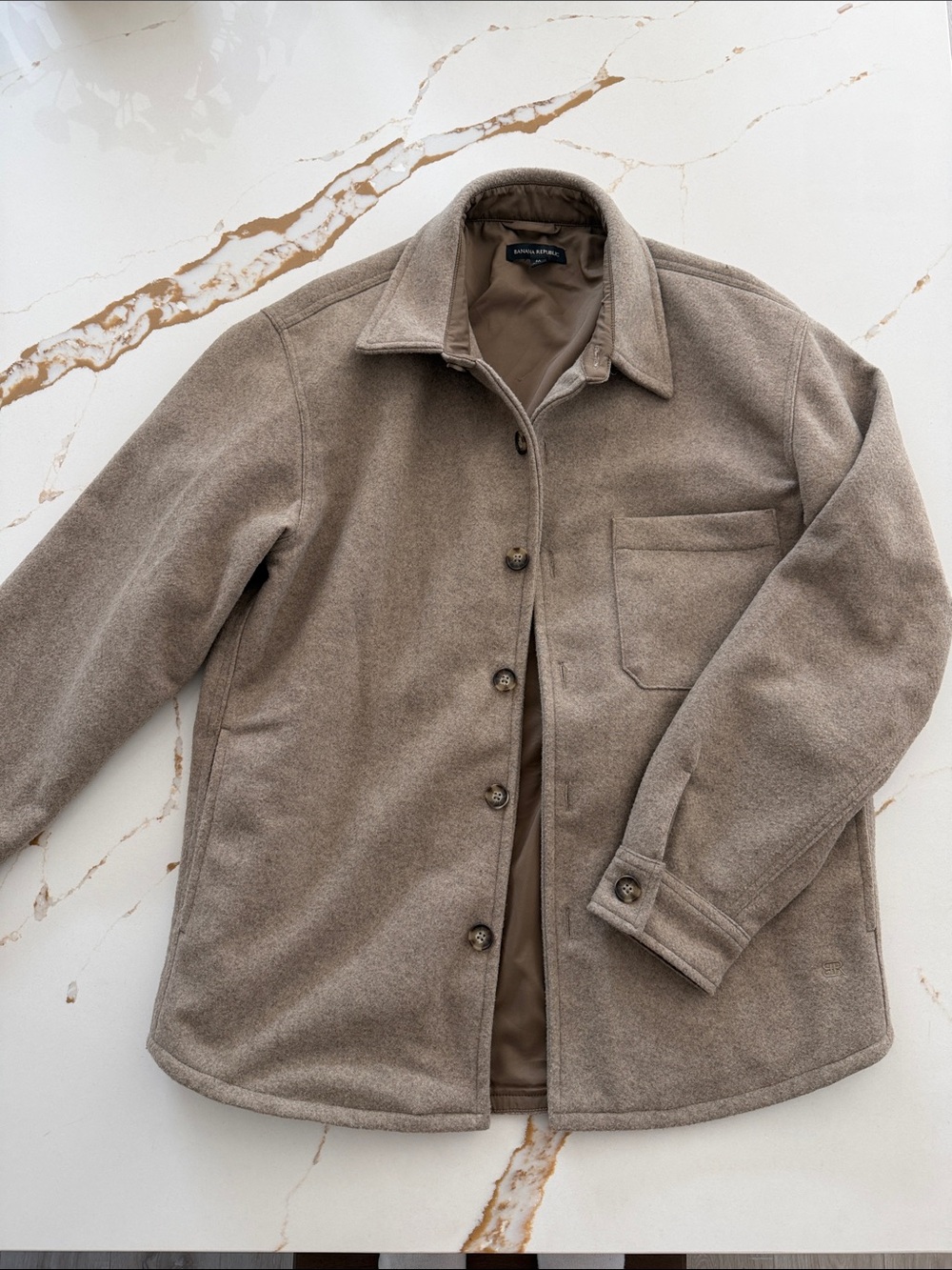 Banana Republic Men's Wool-Blend Button Jacket - Taupe